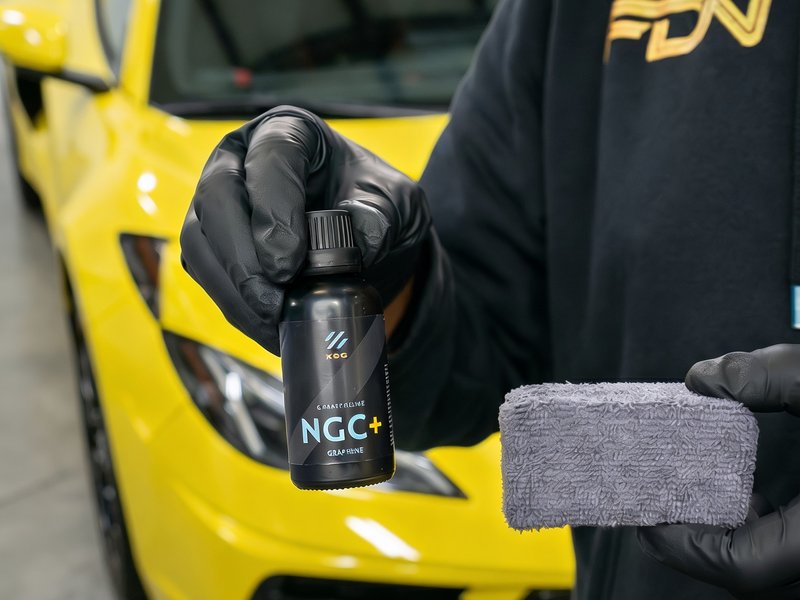Graphene NGC+ ceramic coating application on a yellow Corvette